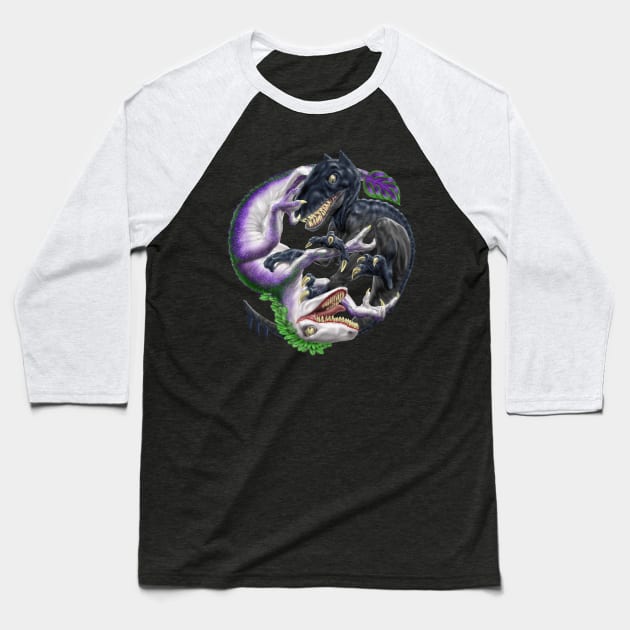 Darklaw vs the Laughing Lizard Baseball T-Shirt by AyotaIllustration